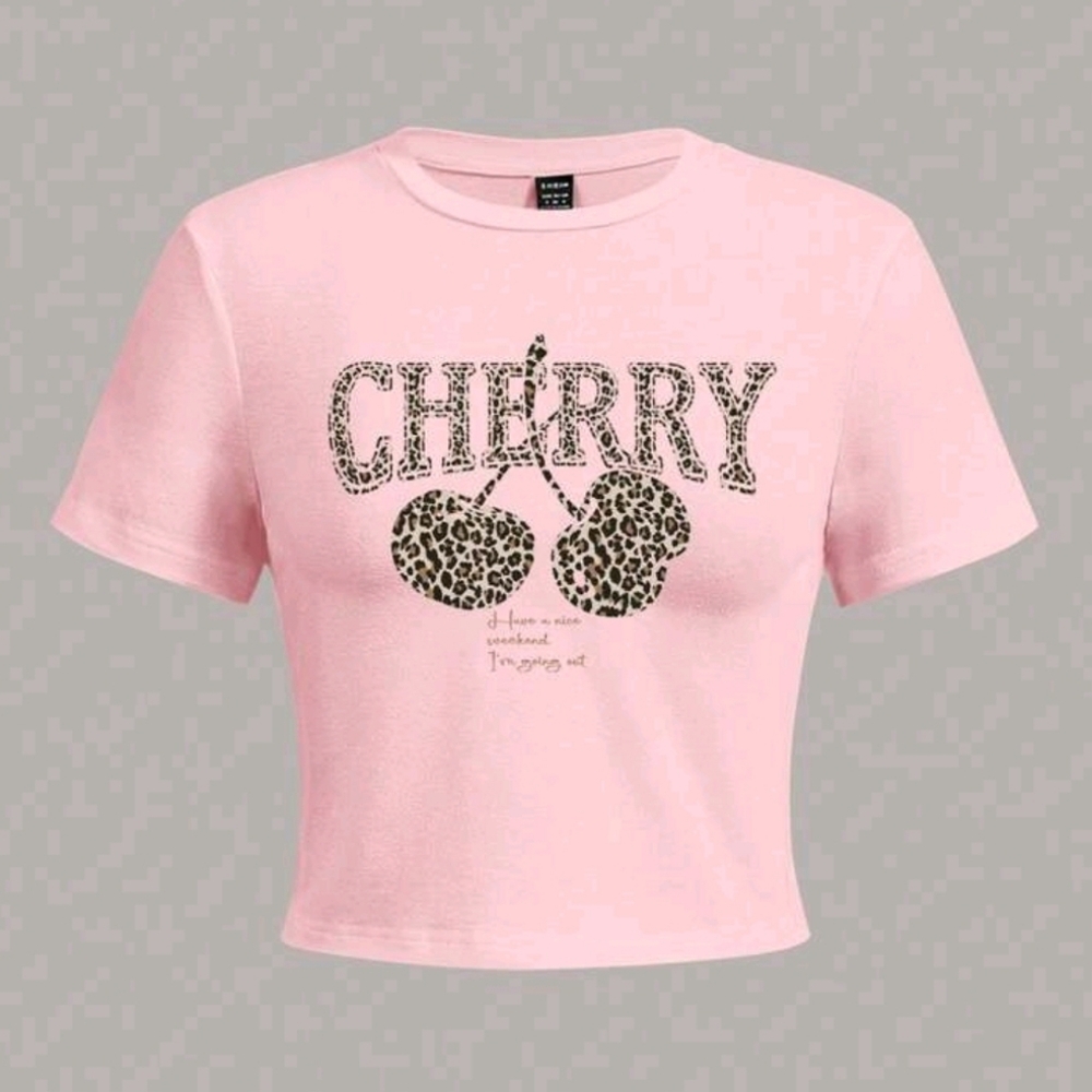 Cherry Pink Cropped T-Shirt